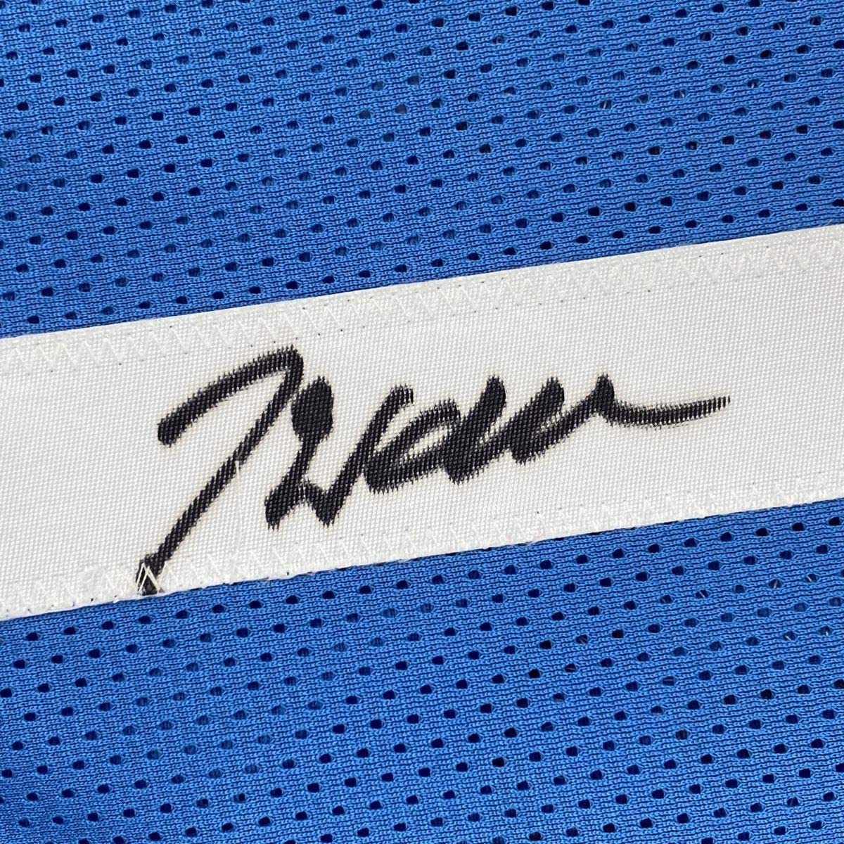 Framed Autographed/Signed John Wall 35x39 Houston Light Blue Basketball Jersey JSA COA