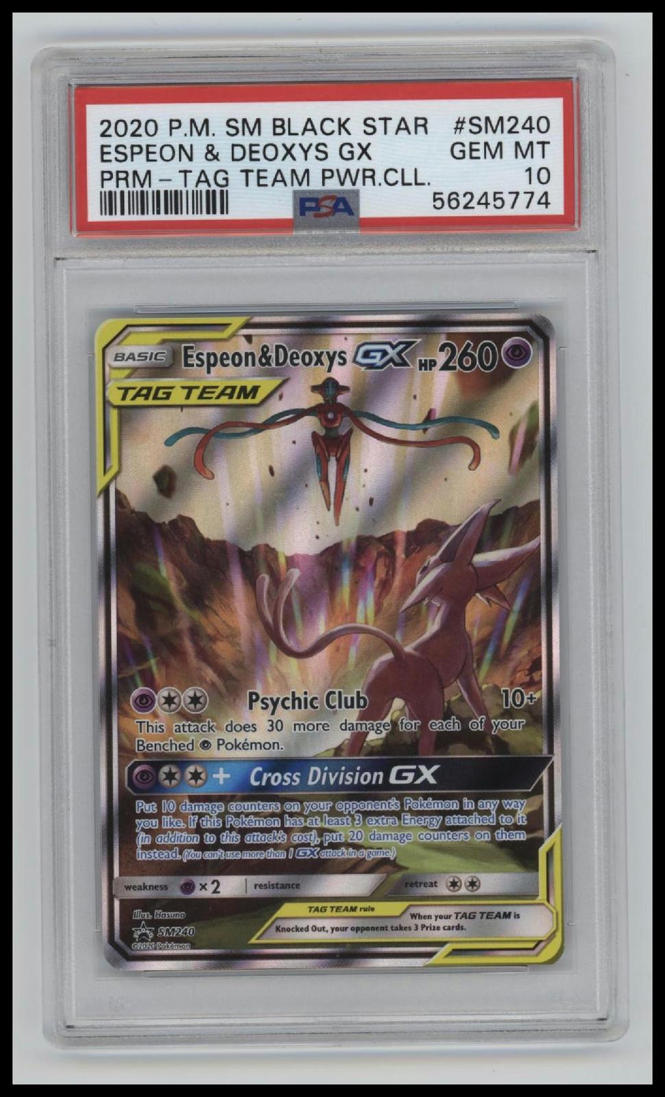 2020 Pokemon Sun & Moon Promo Espeon & Deoxys Gx 10 PSA #SM240