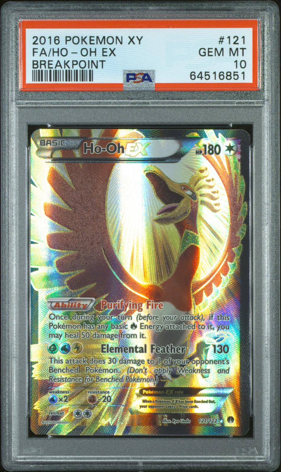 2016 Pokemon Xy Breakpoint Fa/Ho-Oh Ex 10 PSA #121