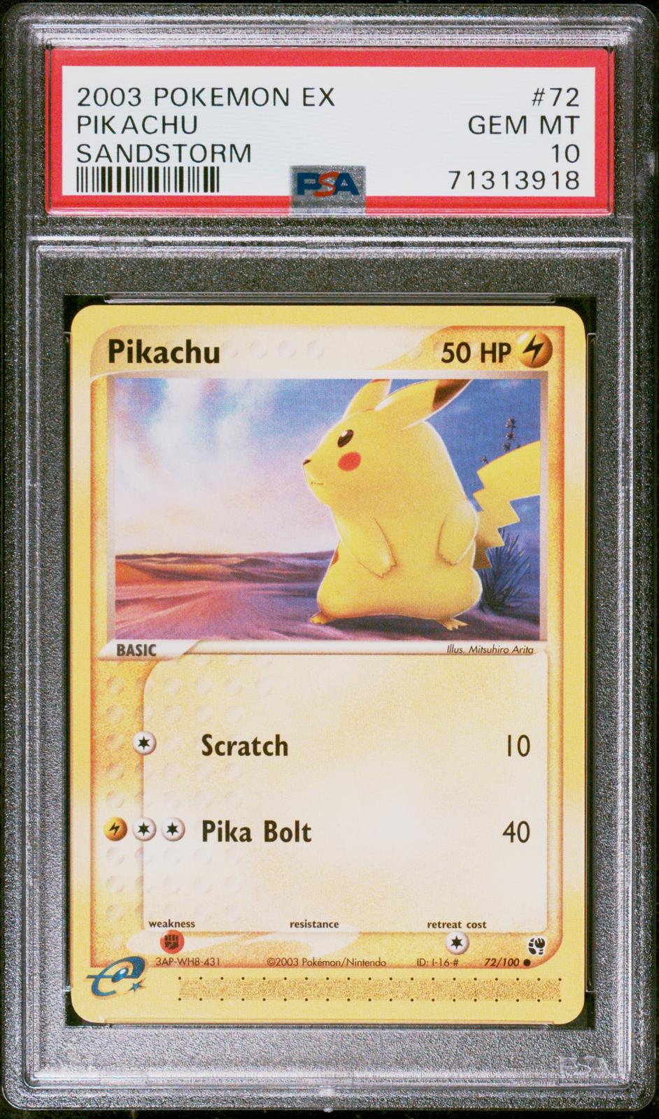 2003 Pokemon Ex Sandstorm Pikachu 10 PSA #72