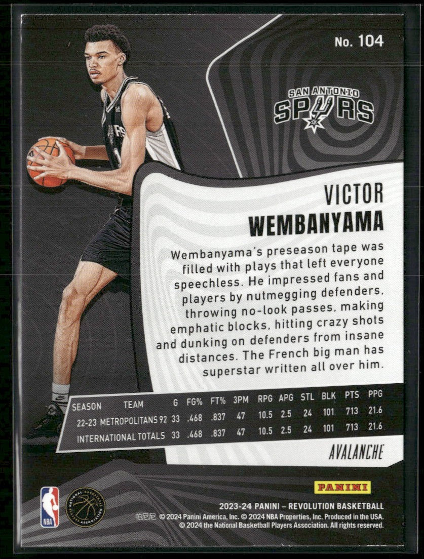 2023-24 Panini Revolution Avalanche Victor Wembanyama RC #104