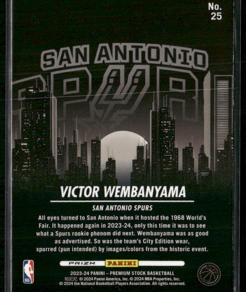 2023-24 Hoops Premium Stock City Edition Silver Prizm Victor Wembanyama #25