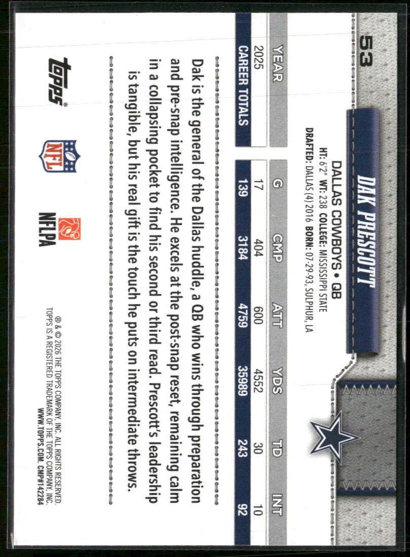 2026 Topps Flagship Dak Prescott #53