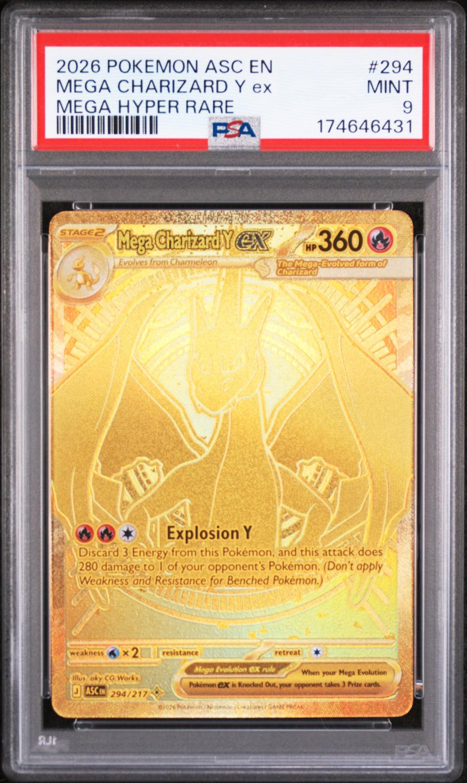 2026 Pokemon Ascended Heroes Mega Hyper Rare Mega Charizard Y Ex 9 PSA #294