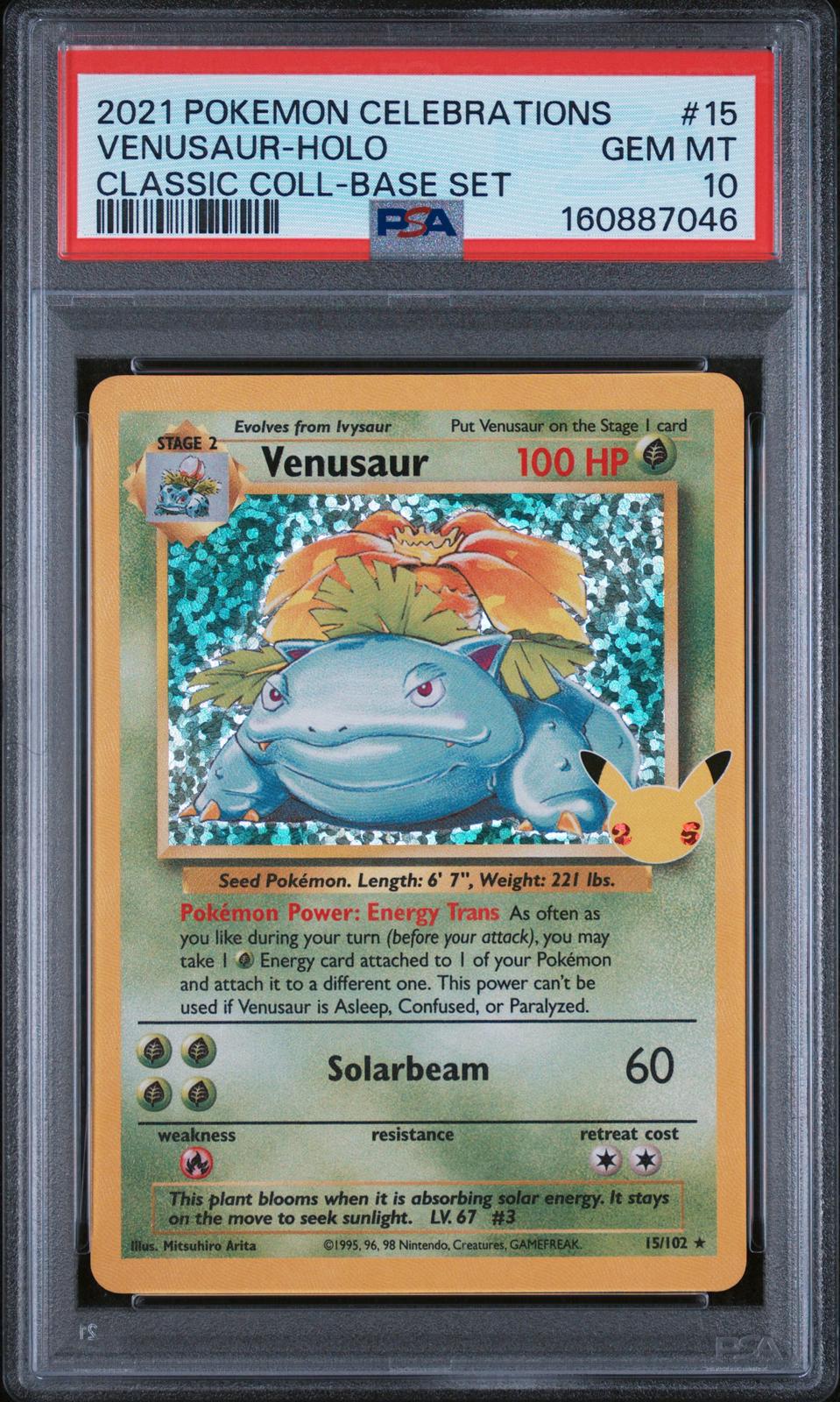 2021 Pokemon Celebrations Classic Collection Base Set Venusaur-Holo 10 PSA #15
