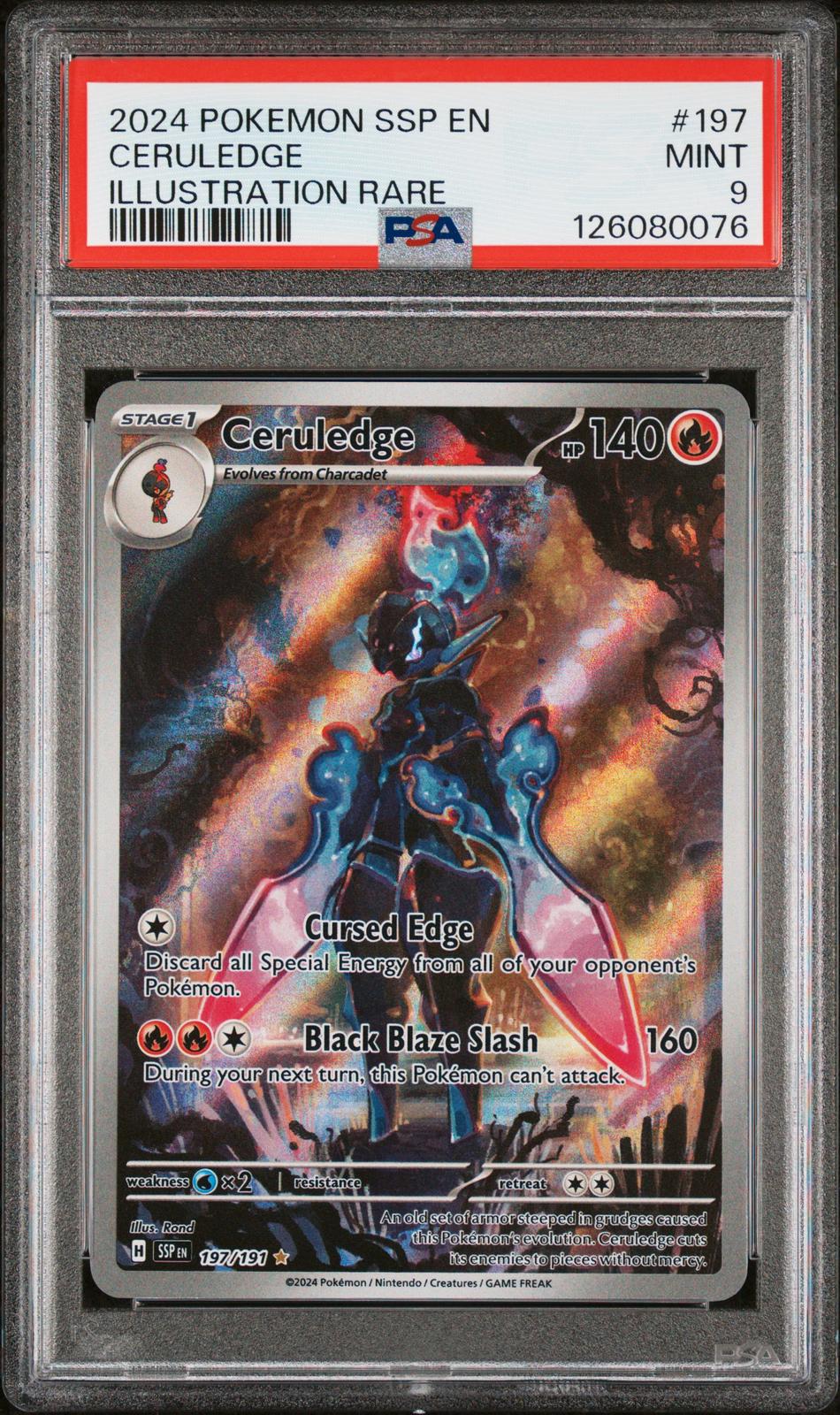 2024 Pokemon Ssp En-Surging Sparks Illustration Rare Ceruledge 9 PSA #197
