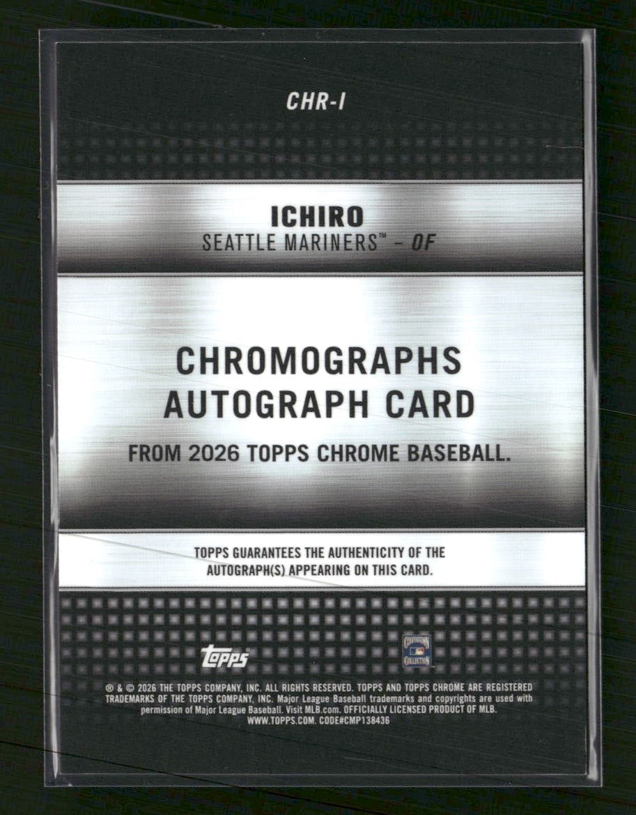 2026 Topps Chrome Chromographs Gold Refractor Ichiro #/50 AU #CHR-I