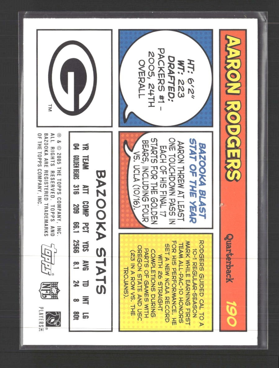 2005 Bazooka Aaron Rodgers RC #190
