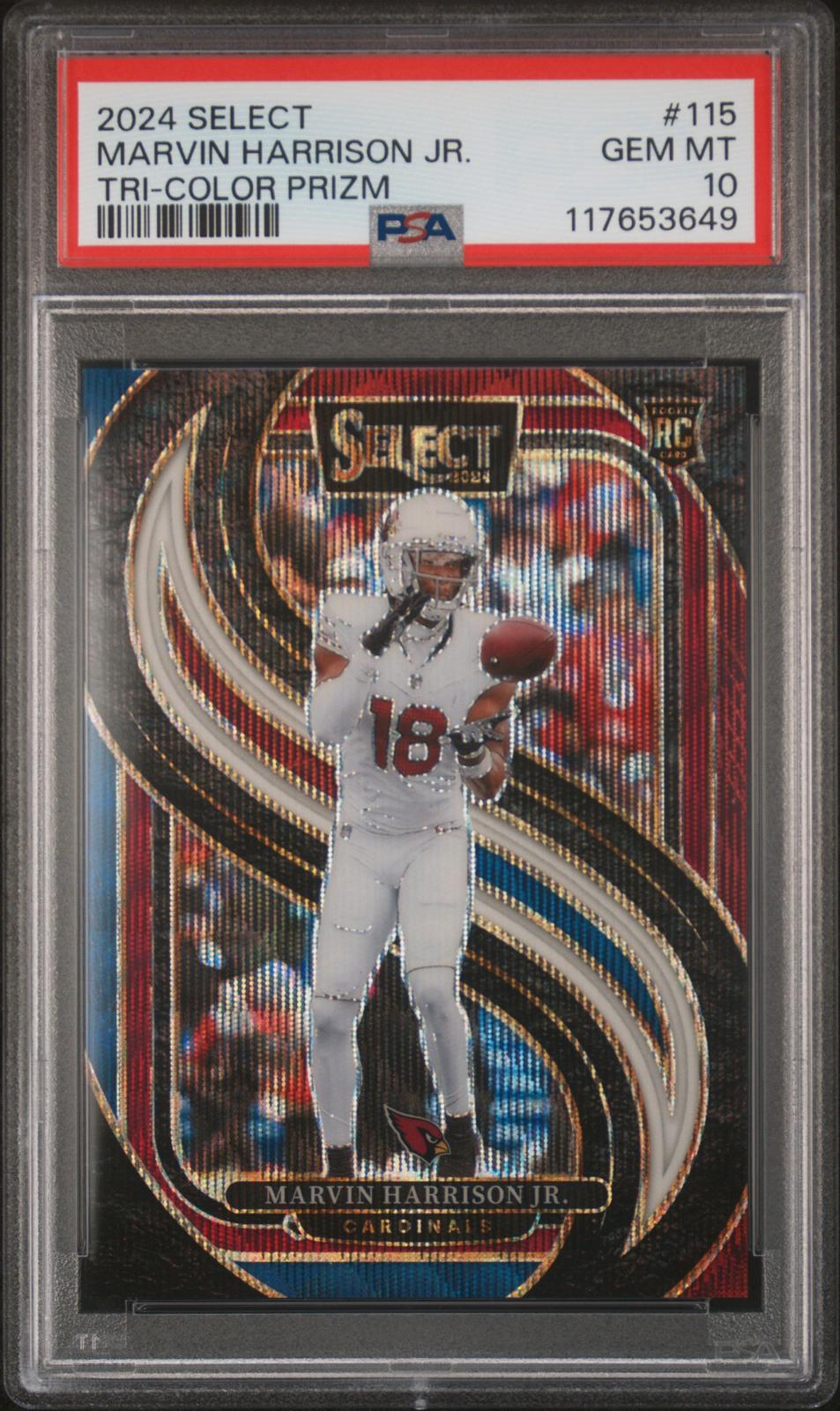 2024 Panini Select Tri-Color Prizm Marvin Harrison Jr. 10 PSA #115