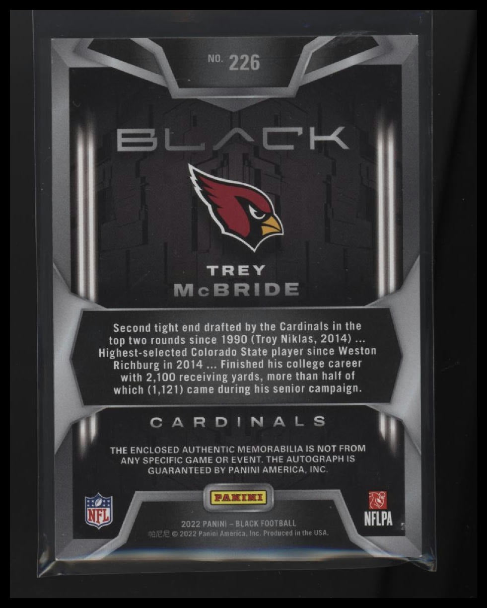 2022 Panini Black Ruby Trey McBride RC #/15 AU #226