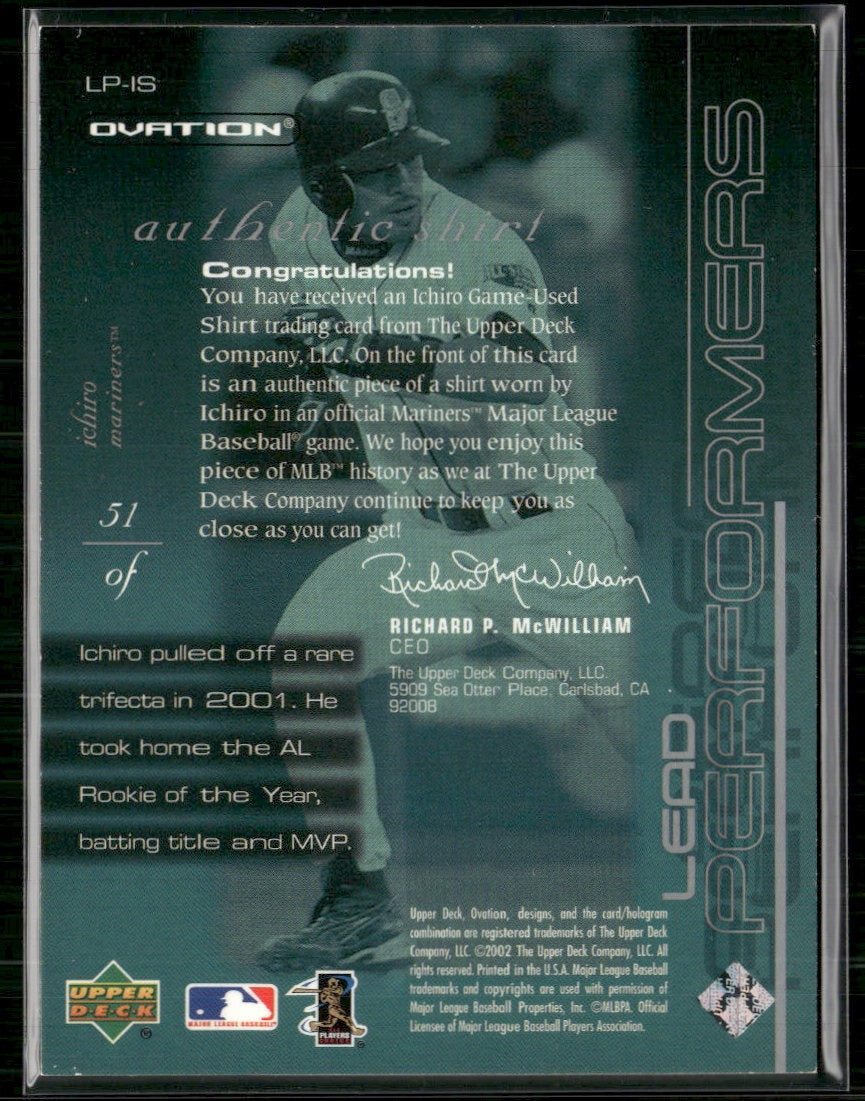 2002 Upper Deck Ovation Lead Performer Jerseys Ichiro Suzuki #LP-IS