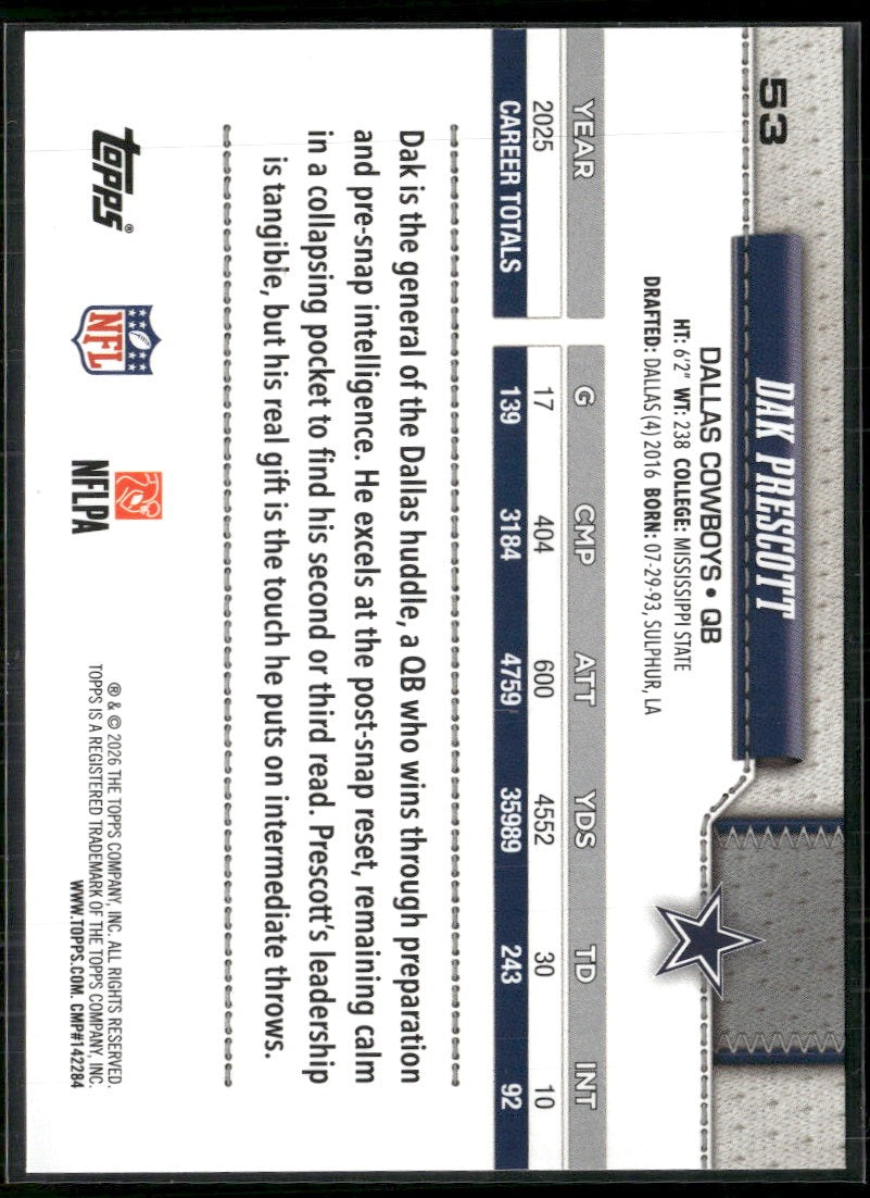 2026 Topps Flagship Dak Prescott #53