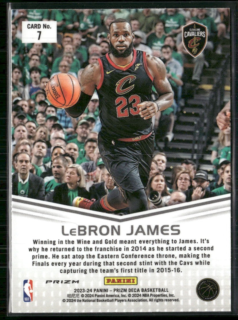 2023-24 Panini Prizm Deca Decade Dominance Prizm Silver LeBron James #7