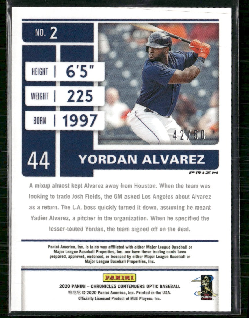 2020 Panini Chronicles Contenders Optic Green Yordan Alvarez #/50 #2