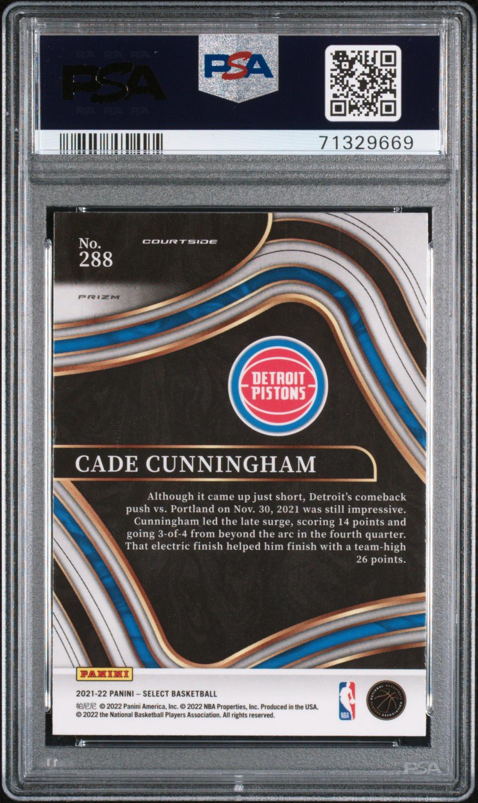 2021 Panini Select Blue Shimmer Cade Cunningham 9 PSA #288