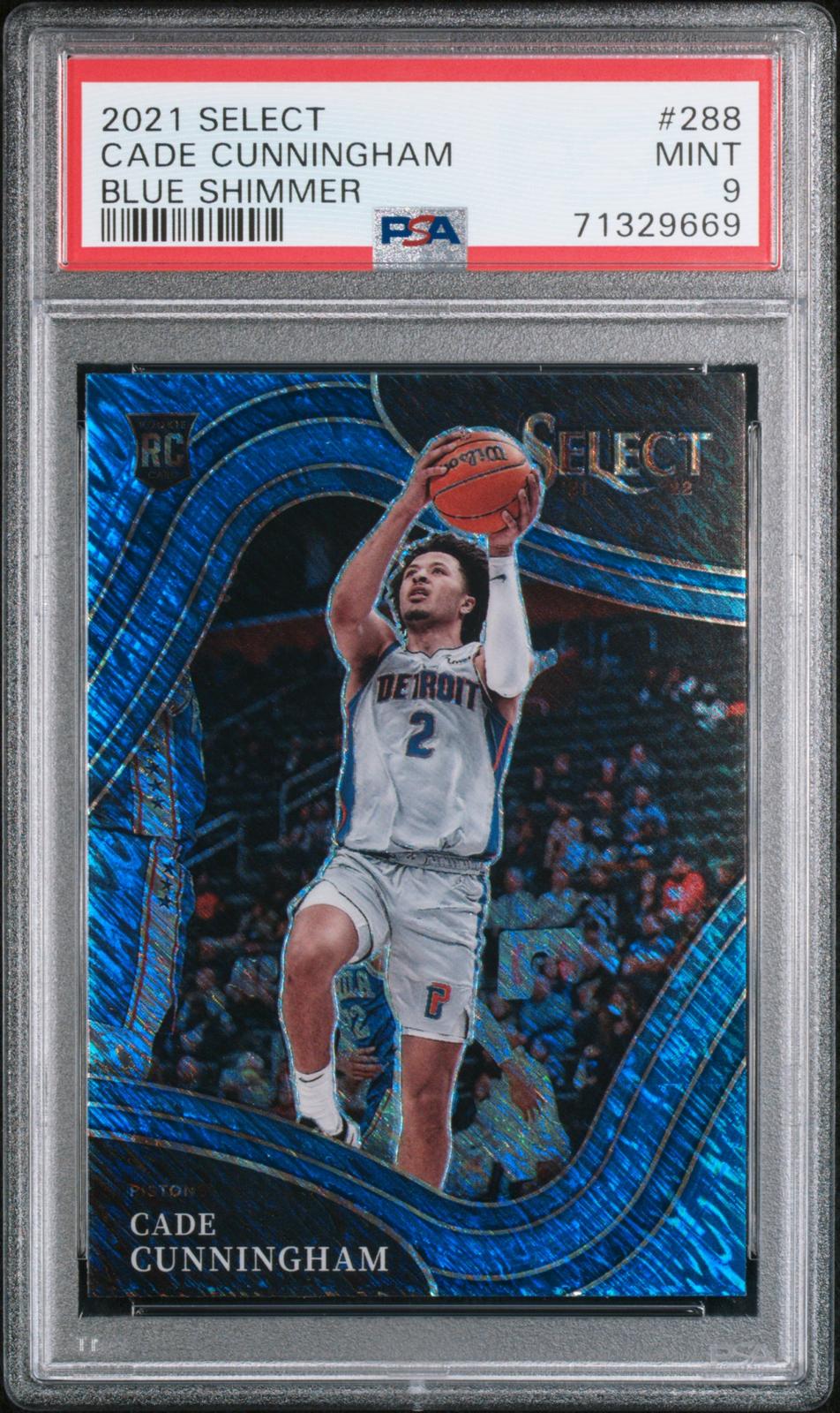 2021 Panini Select Blue Shimmer Cade Cunningham 9 PSA #288