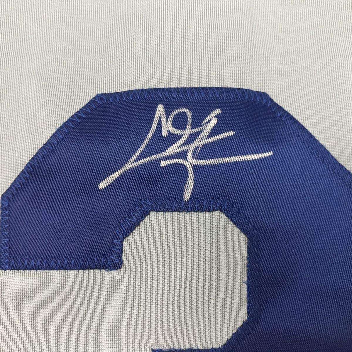 Framed Autographed/Signed Chris Taylor 35x39 Los Angeles LA Grey Baseball Jersey JSA COA