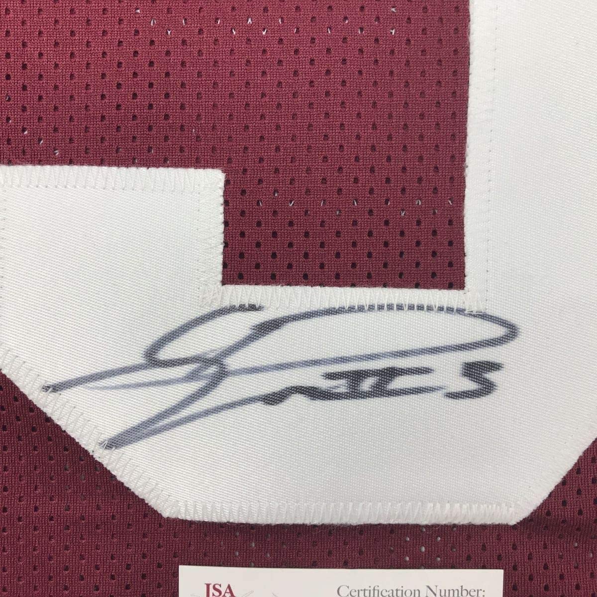Framed Autographed/Signed Calvin Ridley 35x39 Alabama Maroon College Football Jersey JSA COA