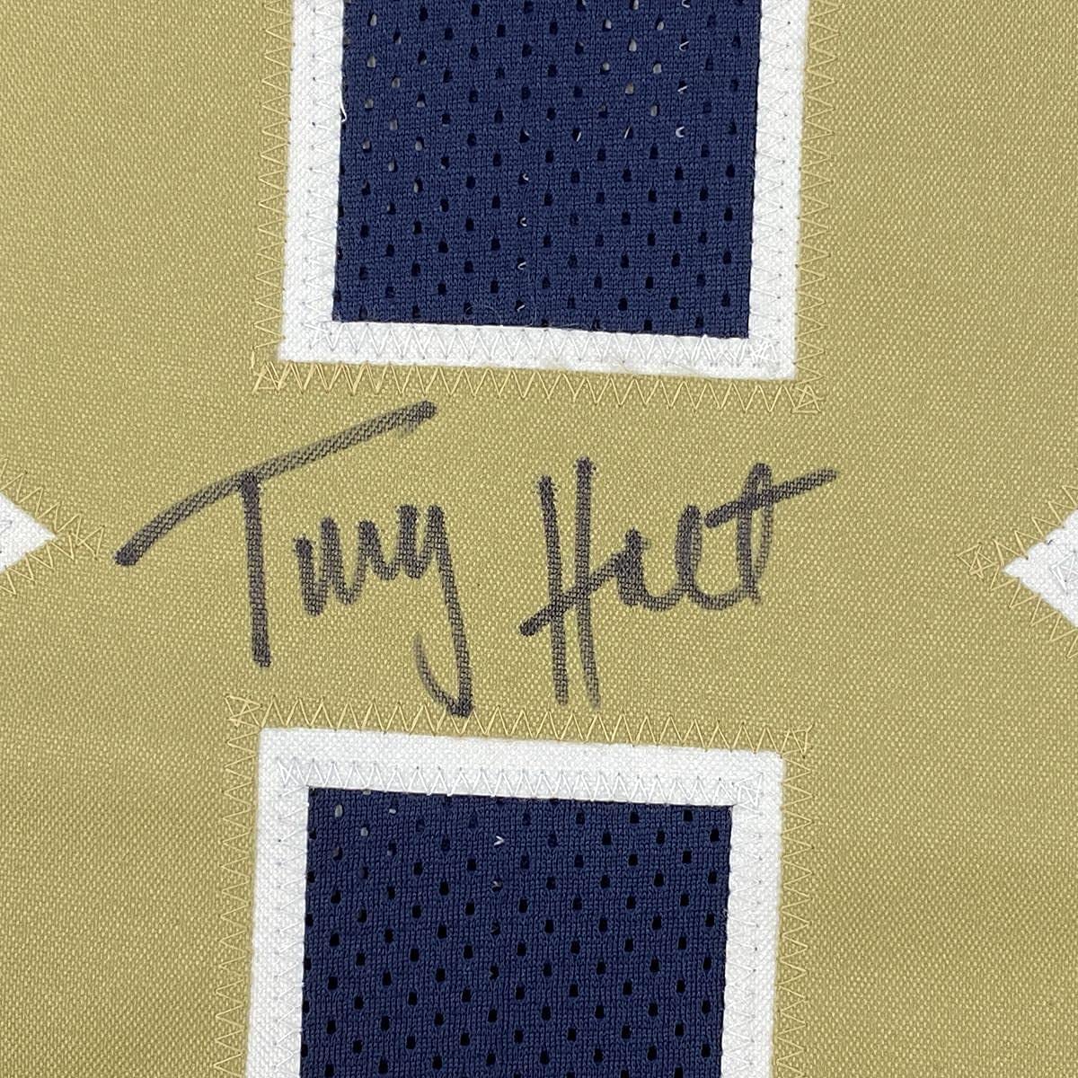 Framed Autographed/Signed Torry Holt 35x39 St. Louis Dark Blue Football Jersey Beckett BAS COA