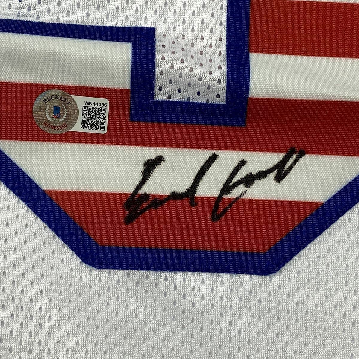 Framed Autographed/Signed Earl Campbell 35x39 Houston White USA Football Jersey Beckett BAS COA