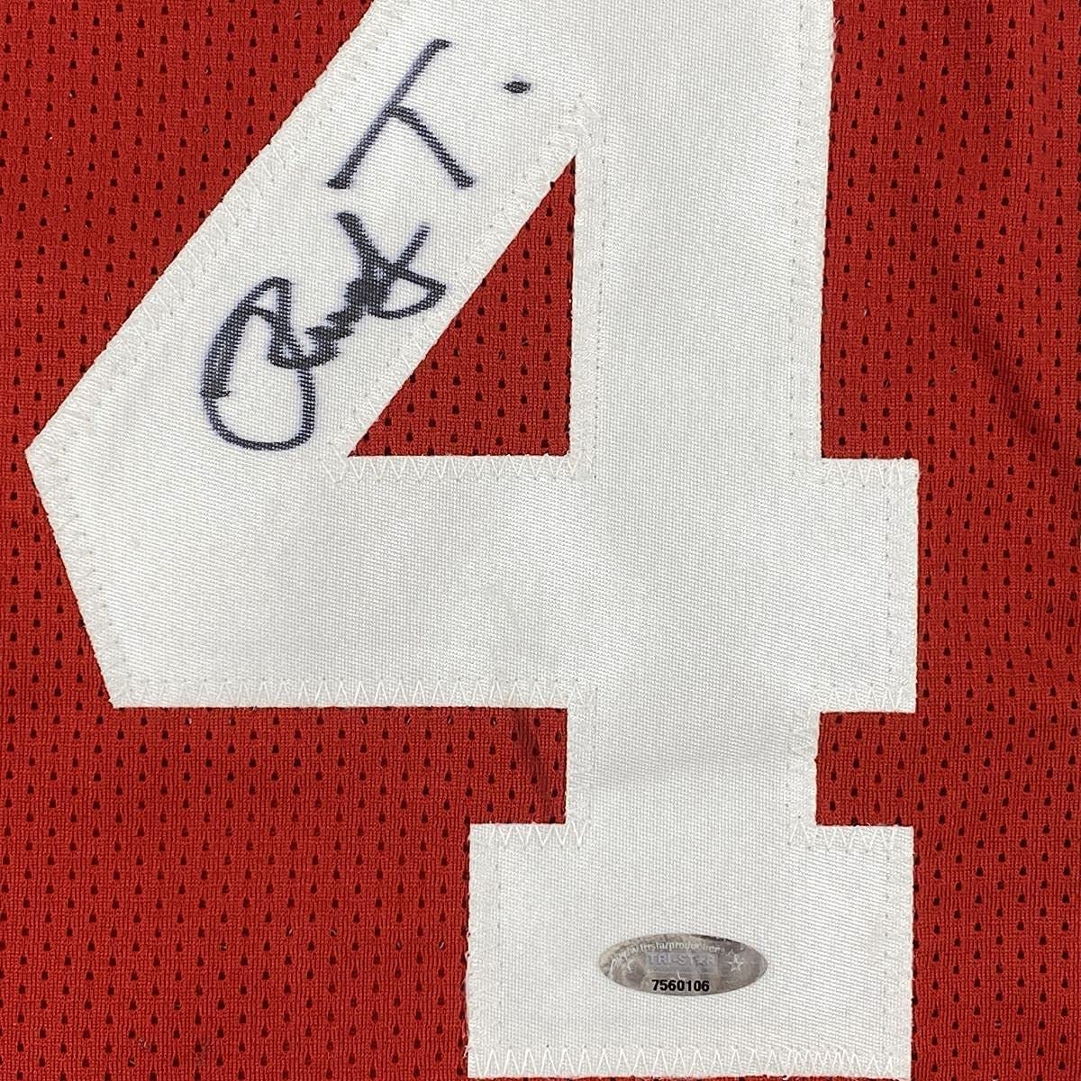 Framed Autographed/Signed Rudy Tomjanovich 35x39 Houston Red Basketball Jersey Tristar COA