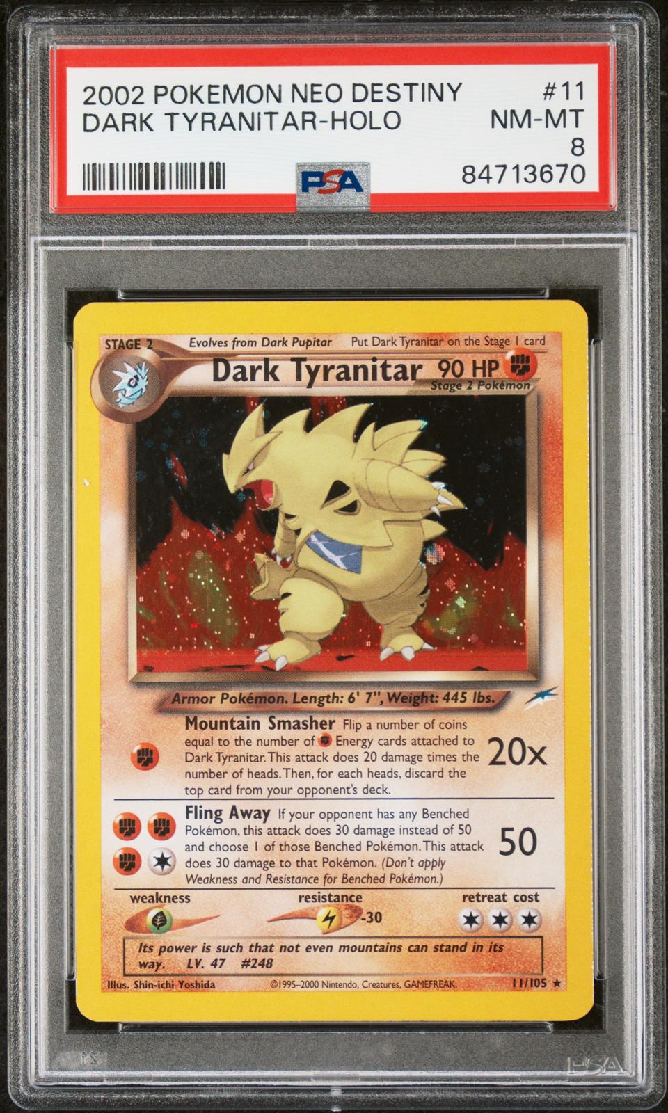 2002 Pokemon Neo Destiny Dark Tyranitar-Holo 8 PSA #11