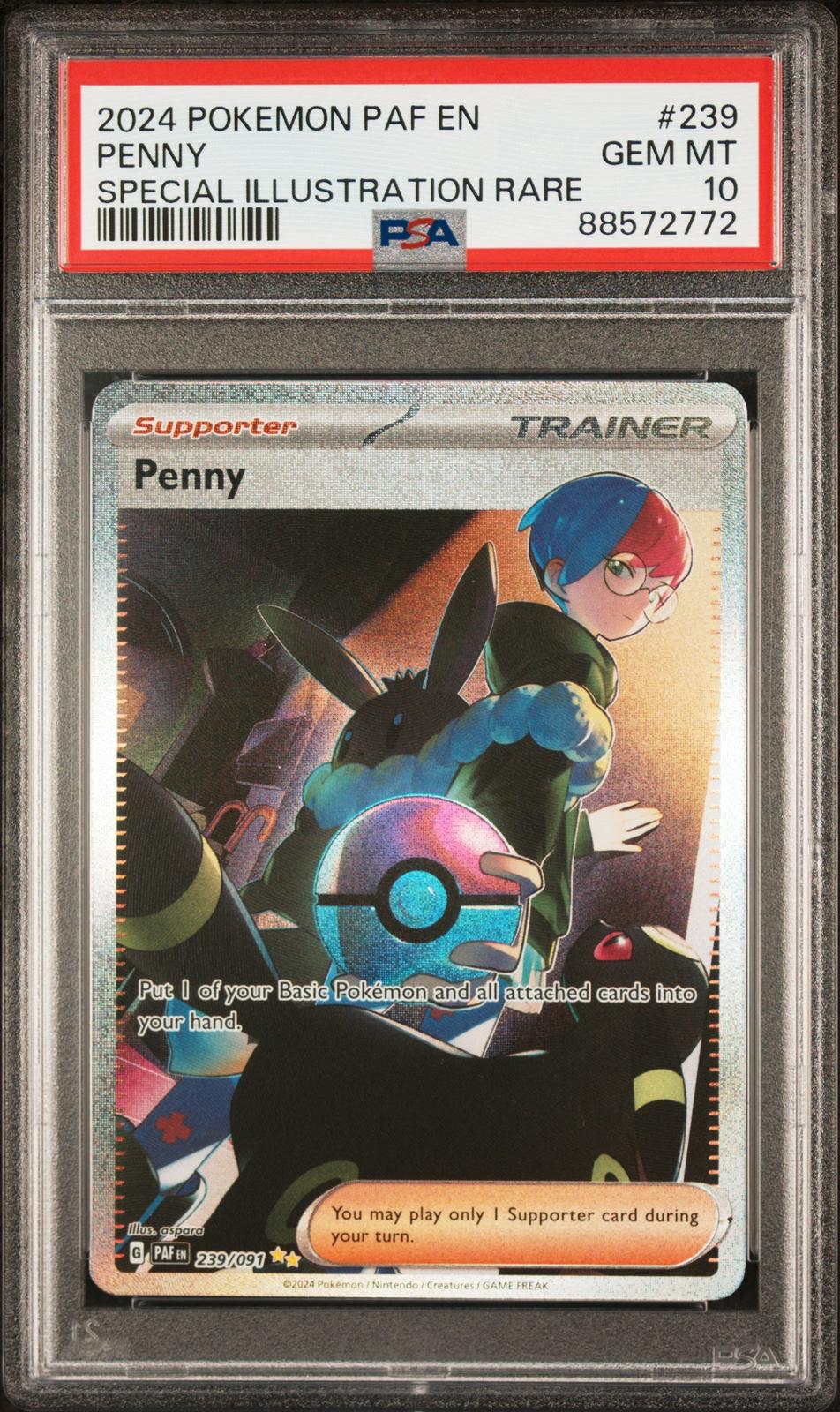 2024 Pokemon Paldean Fates Special Illustration Rare Penny 10 PSA #239