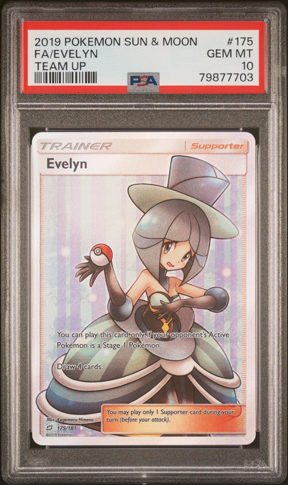 2019 Pokemon Sun & Moon Team Up  Fa/Evelyn 10 PSA #175