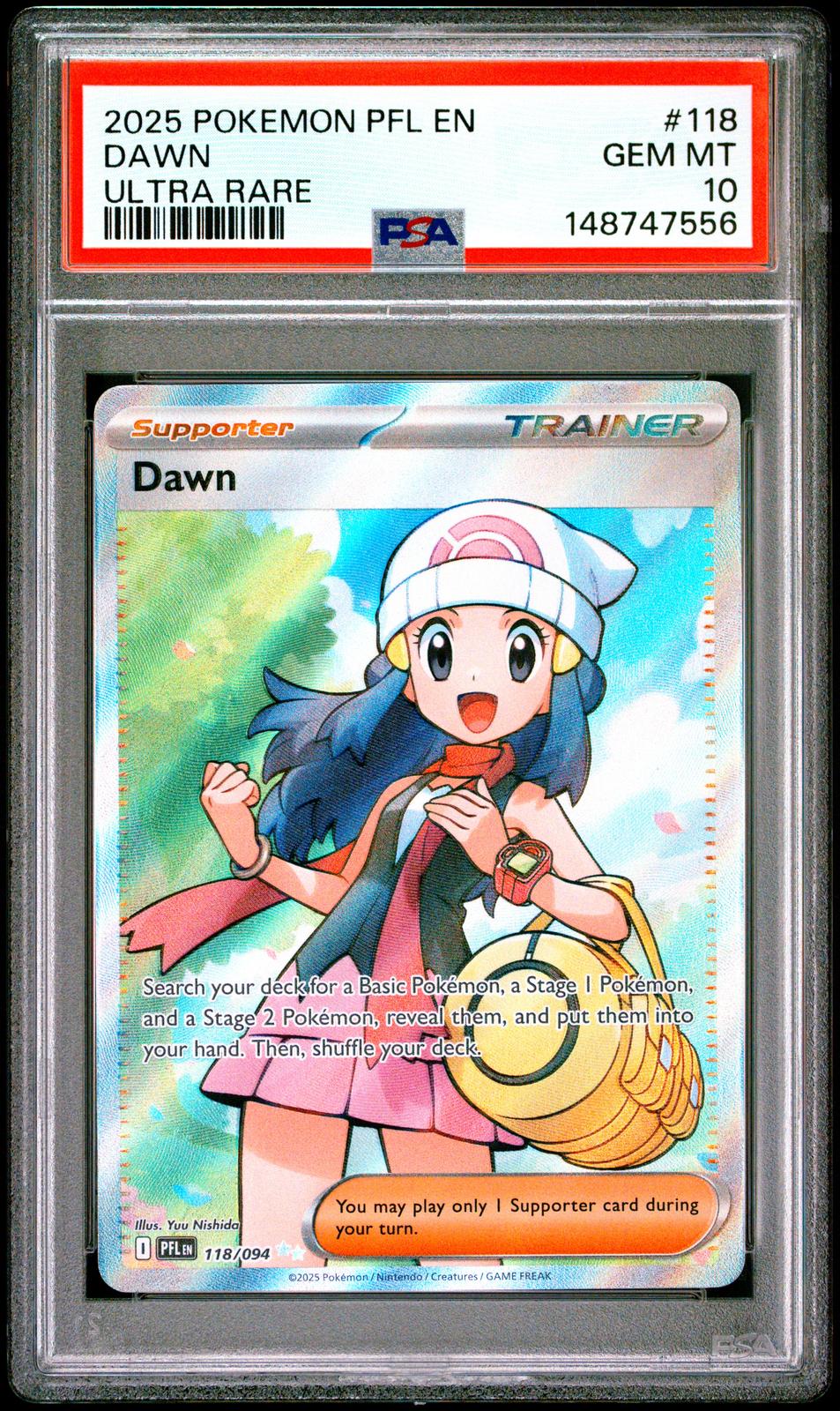 2025 Pokemon Phantasmal Flames Ultra Rare Dawn 10 PSA #118