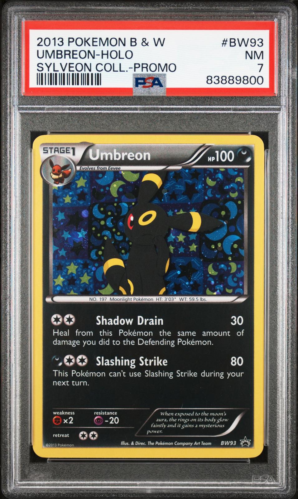 2013 Pokemon Black & White Promo Umbreon-Holo 7 PSA #BW93