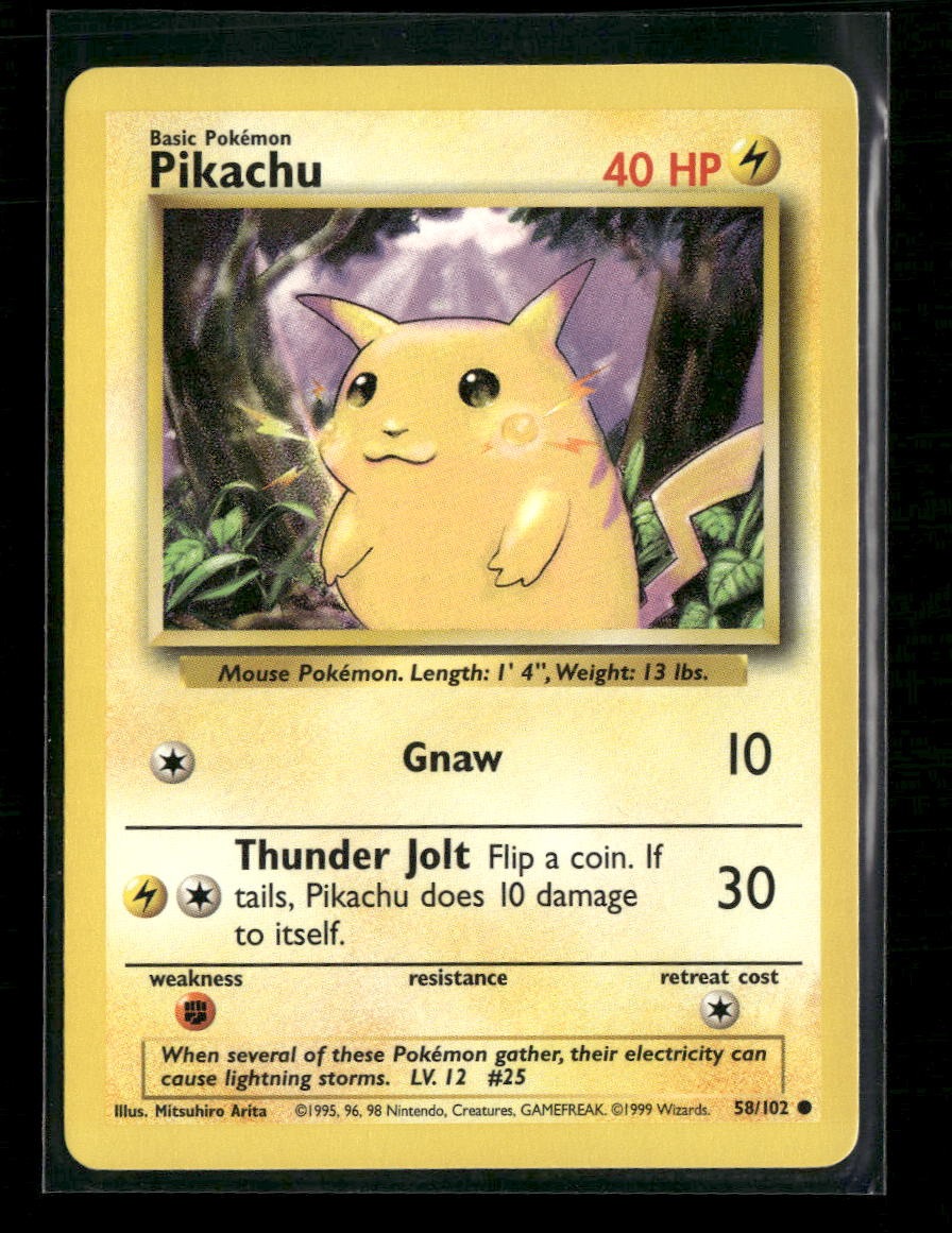 Base Set (Shadowless) Pikachu #058/102