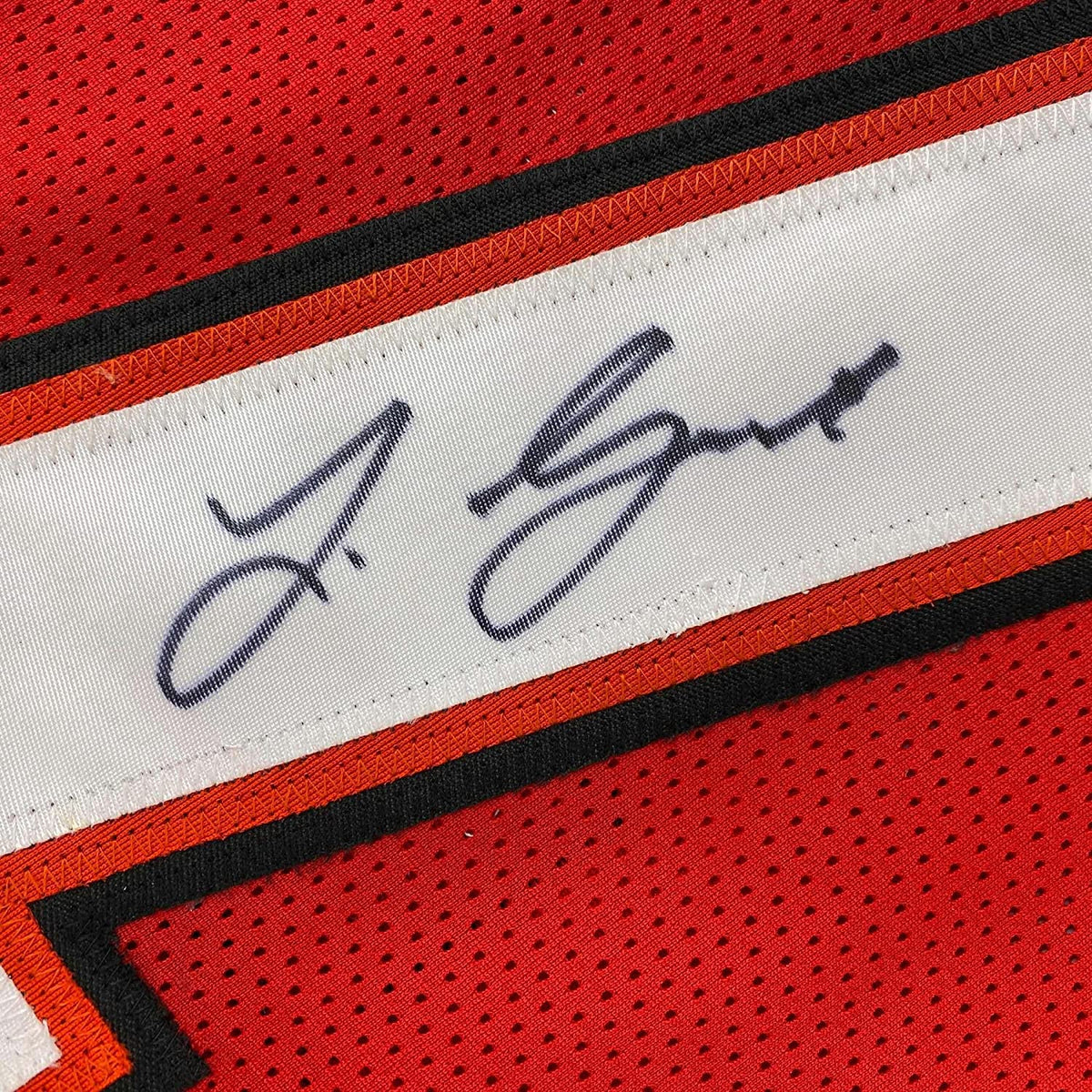 Framed Autographed/Signed Leonard Fournette 35x39 Tampa Bay Red Football Jersey JSA COA
