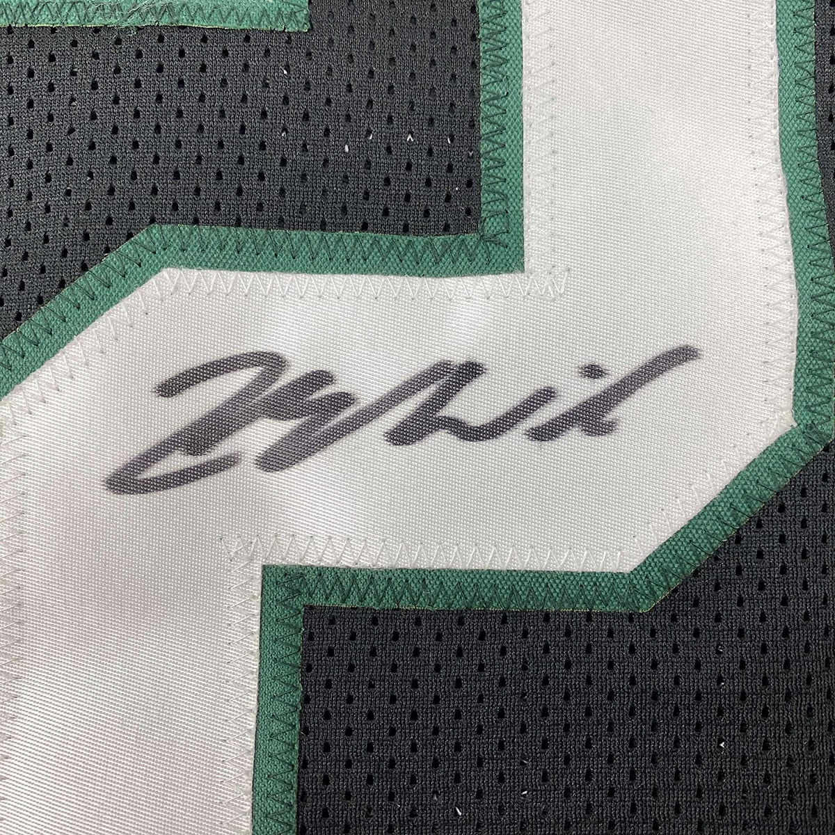 Framed Autographed/Signed Zach Wilson 35x39 New York Black Football Jersey JSA COA