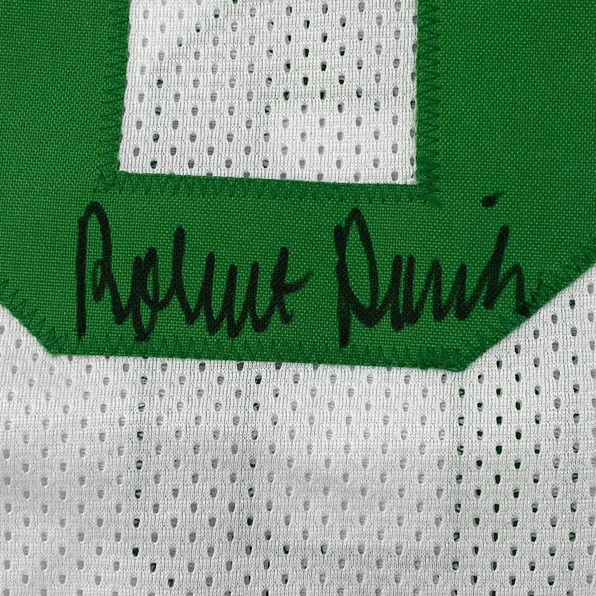 Framed Autographed/Signed Robert Parish 35x39 Boston White Basketball Jersey JSA COA