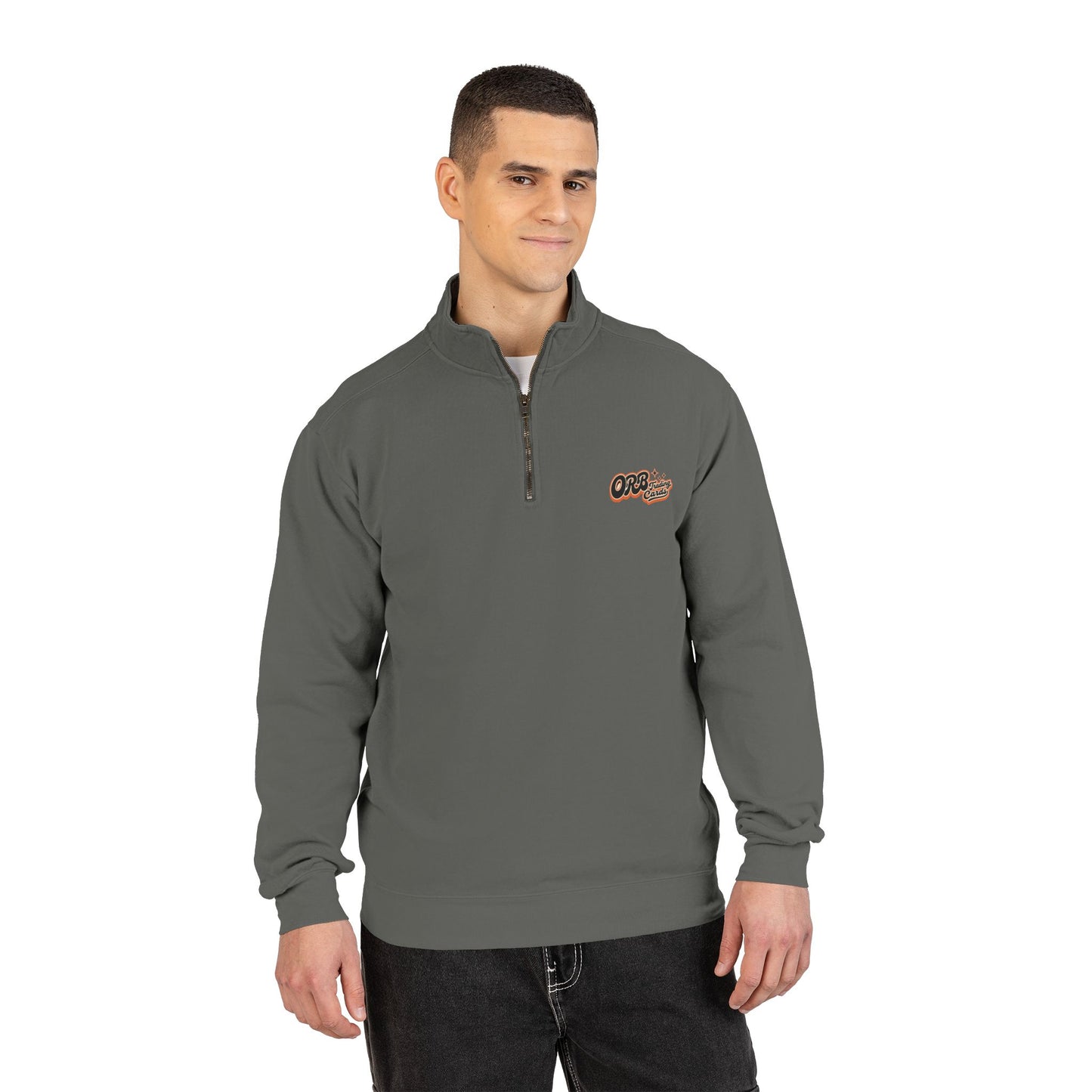 Quarter-Zip Sweatshirt — Retro 'OFB' Chest Logo, Casual Lightweight Pullover