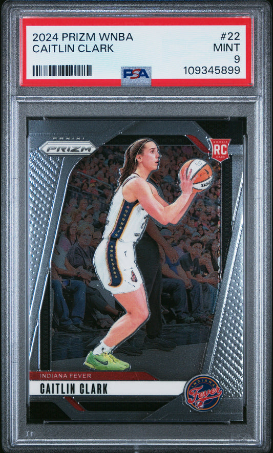 Graded 2024 Panini Prizm Caitlin Clark #22 Rookie RC Basketball Card PSA 9 Mint