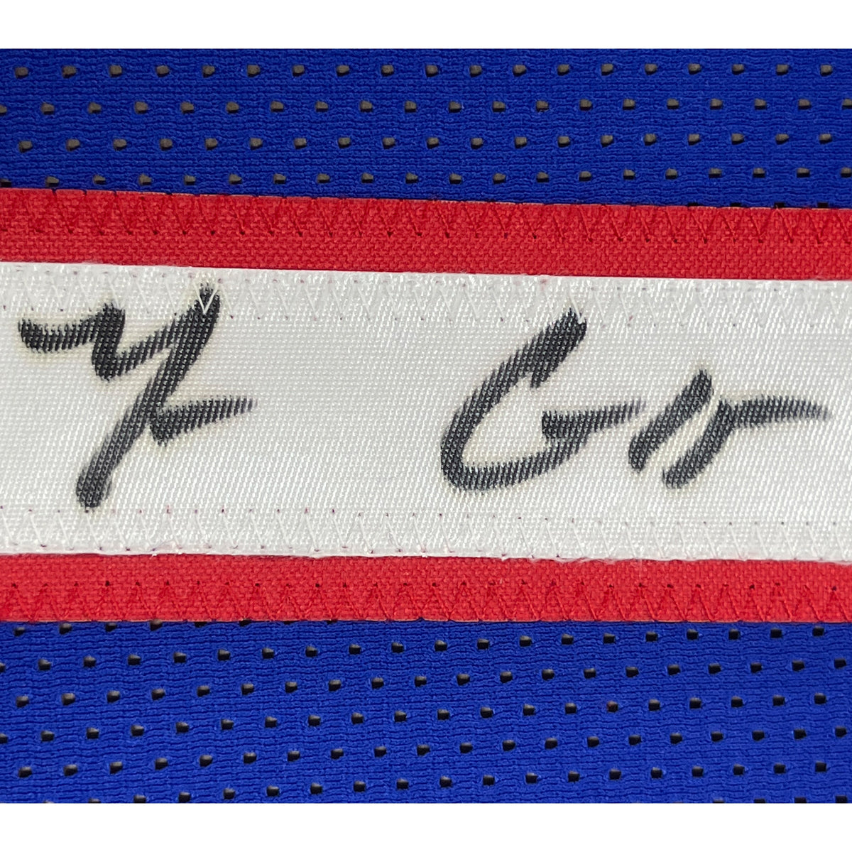 Framed Autographed/Signed Mario Chalmers 35x39 Kansas Blue College Basketball Jersey JSA COA