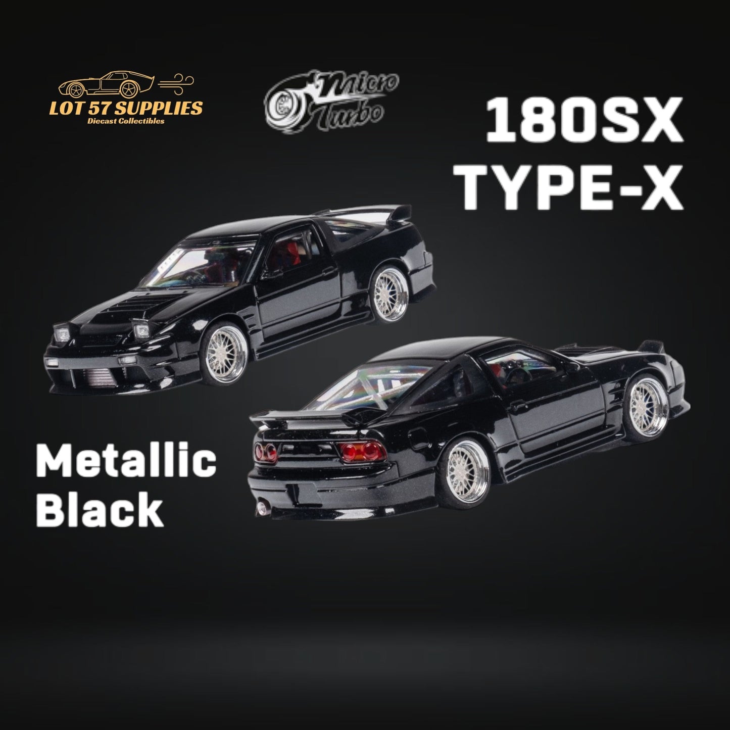 MicroTurbo 180SX Type X Metallic Black 1:64