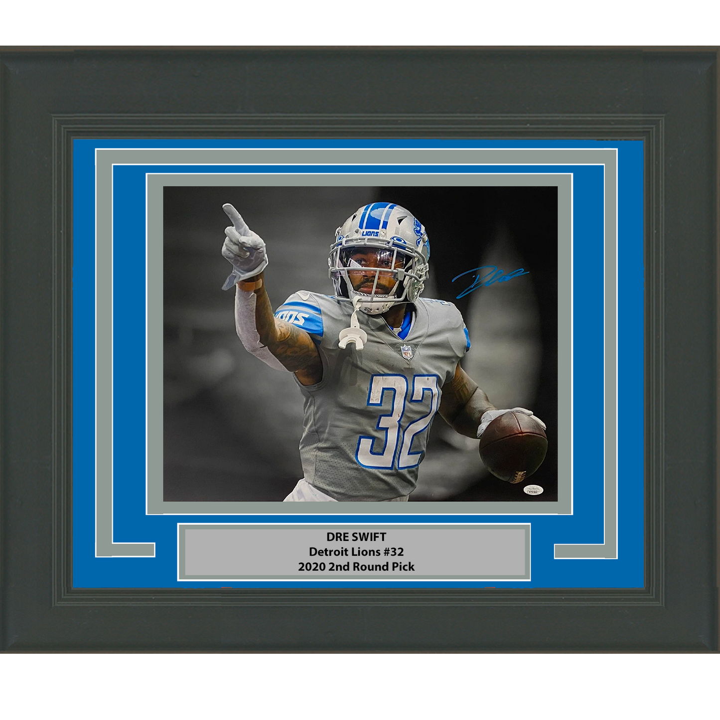 Framed Autographed/Signed D'Andre Swift Detroit Lions 16x20 Football Photo JSA COA