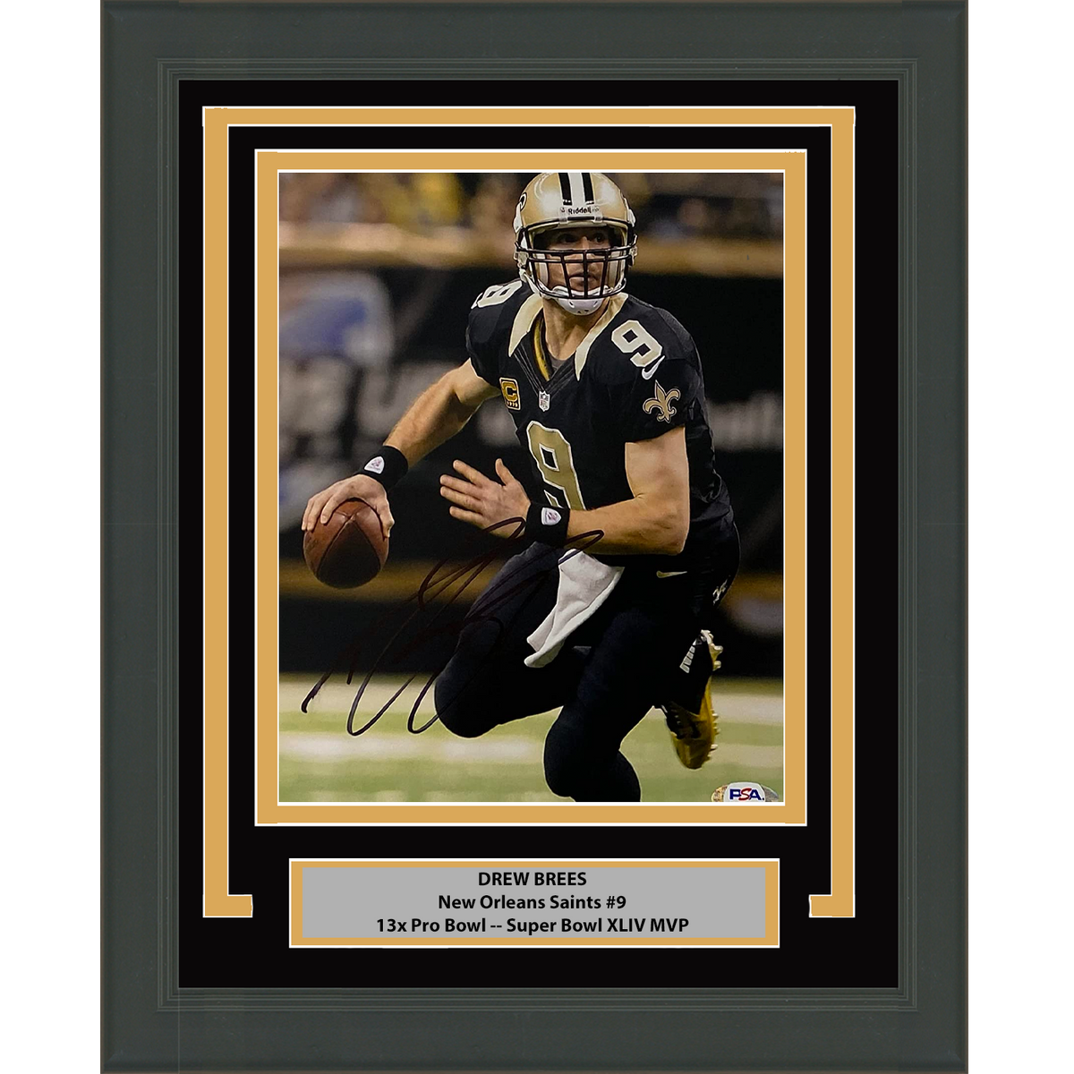 Framed Autographed/Signed Drew Brees New Orleans Saints 8x10 Football Photo PSA/DNA COA