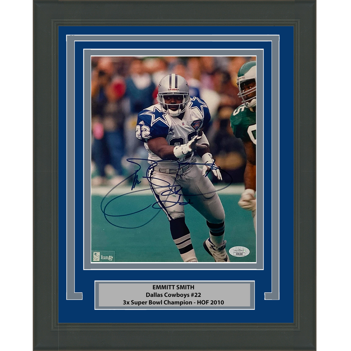 Framed Autographed/Signed Emmitt Smith Dallas Cowboys 8x10 Football Photo JSA COA