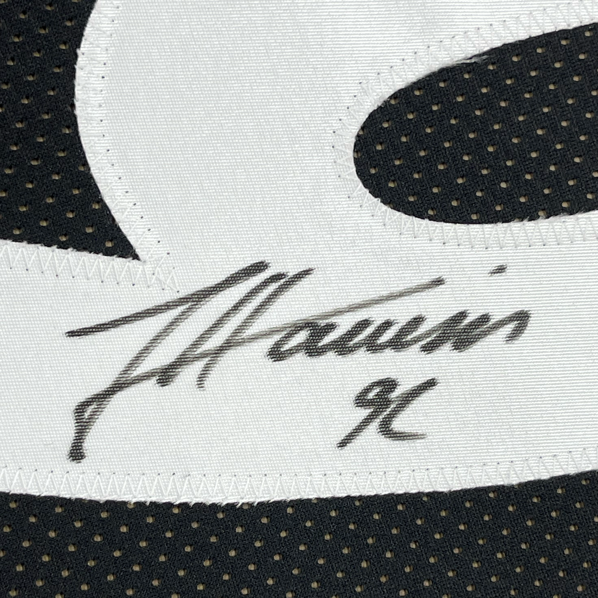 Framed Autographed/Signed James Harrison 35x39 Pittsburgh Black Football Jersey Beckett BAS COA