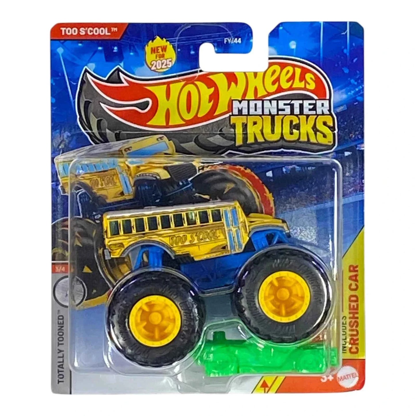 Hot Wheels Too S'cool - Monster Trucks Series Includes Crushed Car