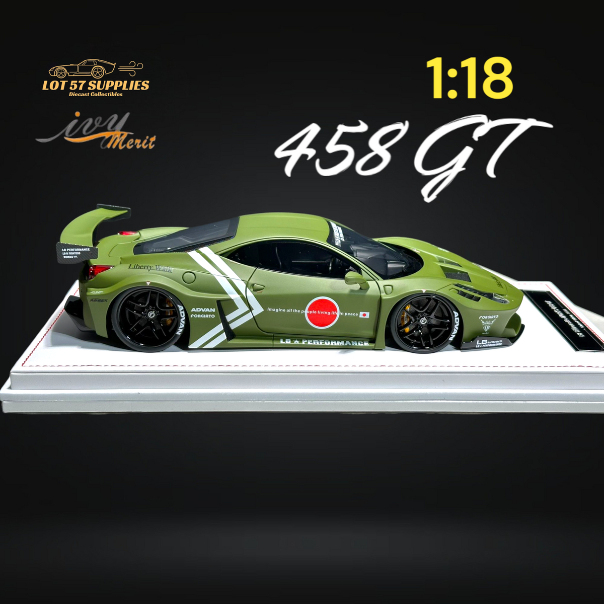 IVY MERIT Ferrari 458 GT LBWK 1:18 Resin