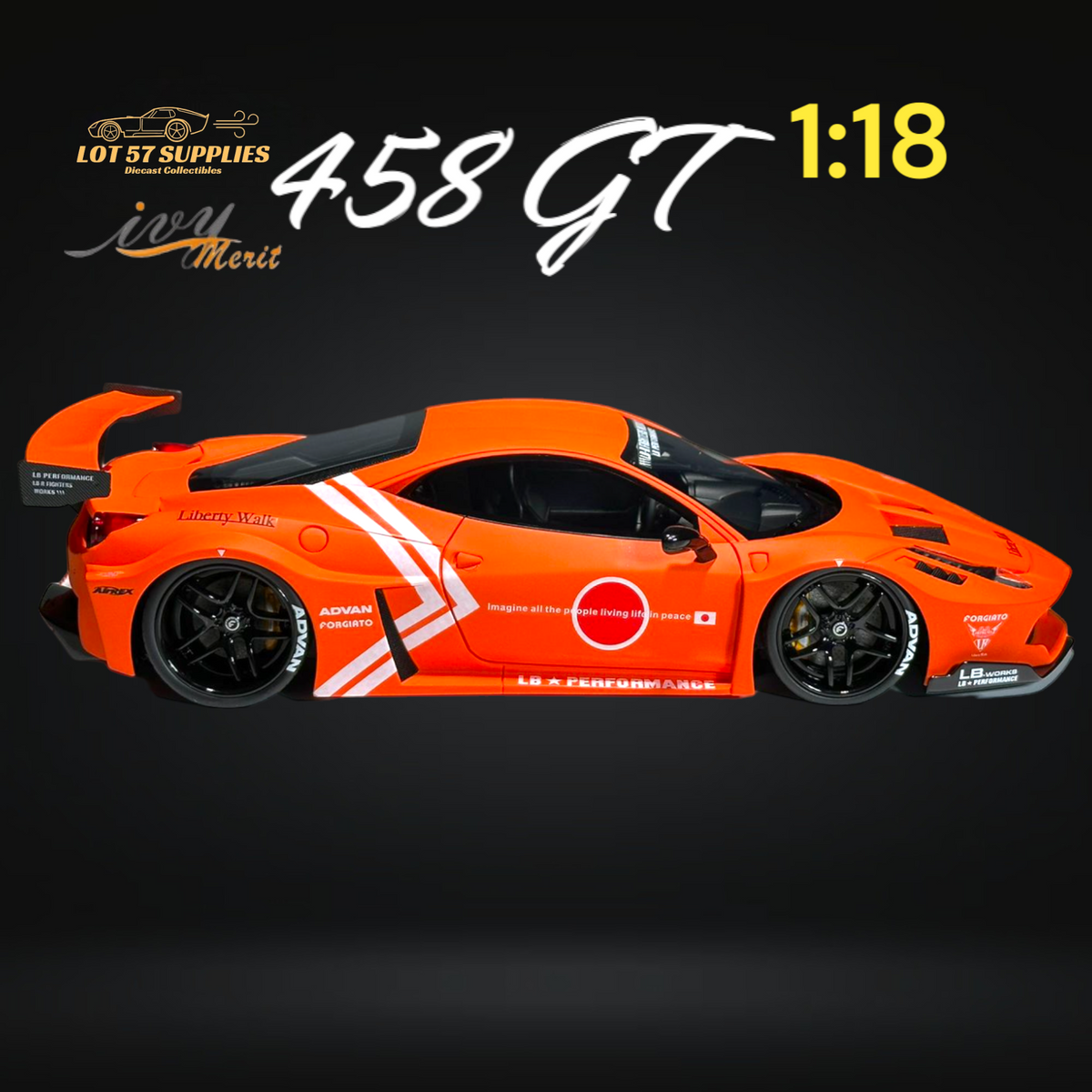 IVY MERIT Ferrari 458 GT LBWK Orange 1:18