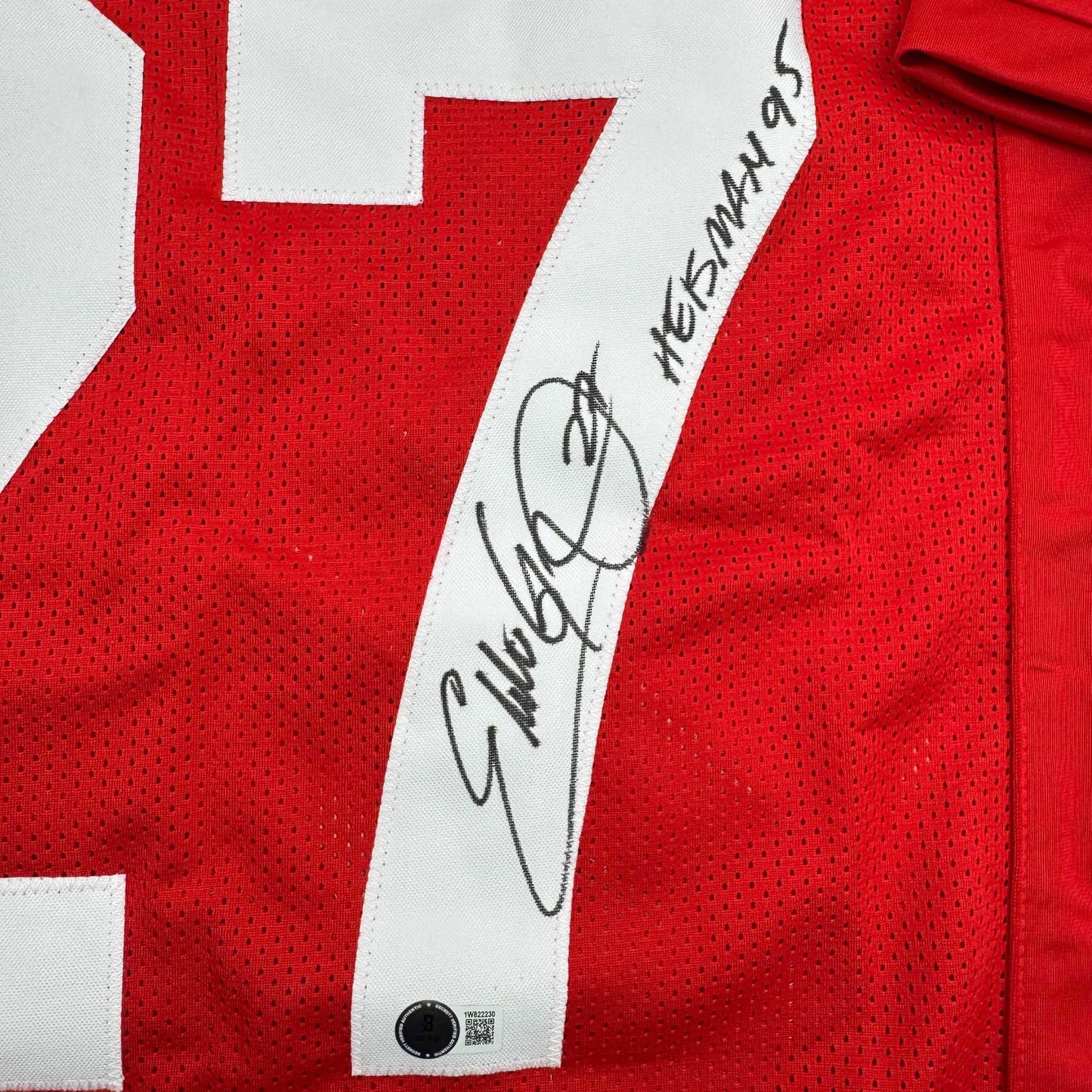 Autographed/Signed Eddie George Ohio State Red College Football Jersey JSA COA