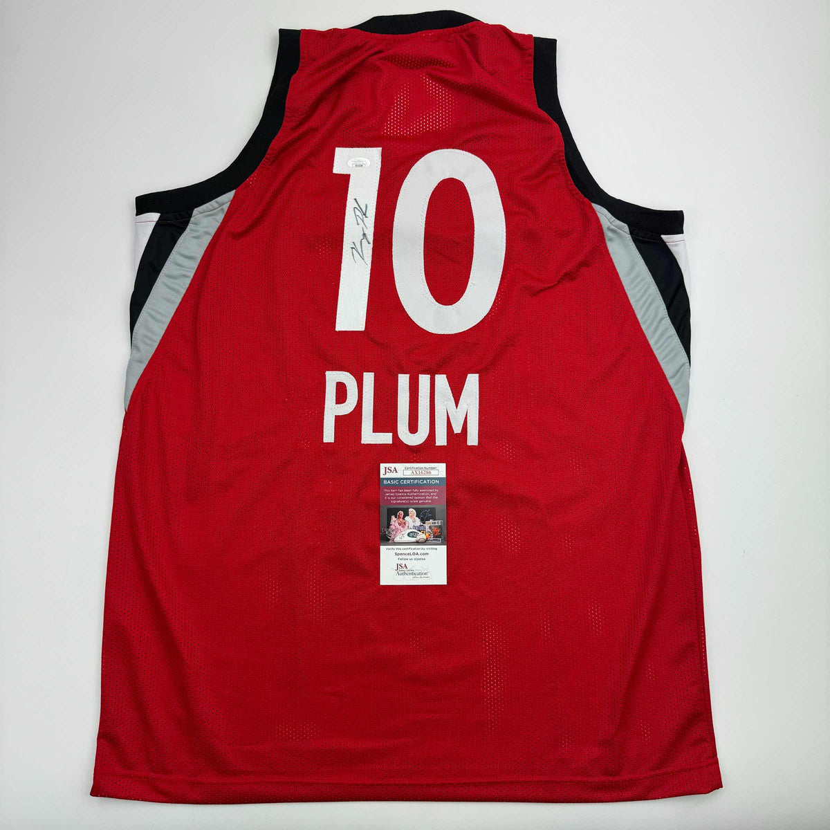 Autographed/Signed Kelsey Plum Las Vegas Red Basketball Jersey JSA COA