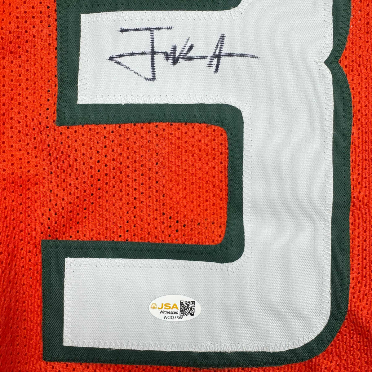 Autographed/Signed Frank Gore Miami Orange Football Jersey JSA COA