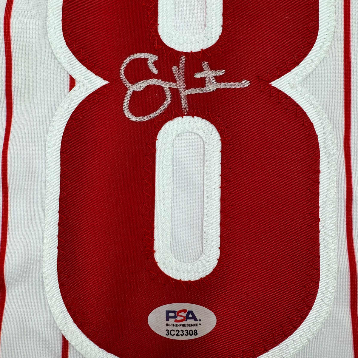 Autographed/Signed Shane Victorino Philadelphia Pinstripe Baseball Jersey PSA COA