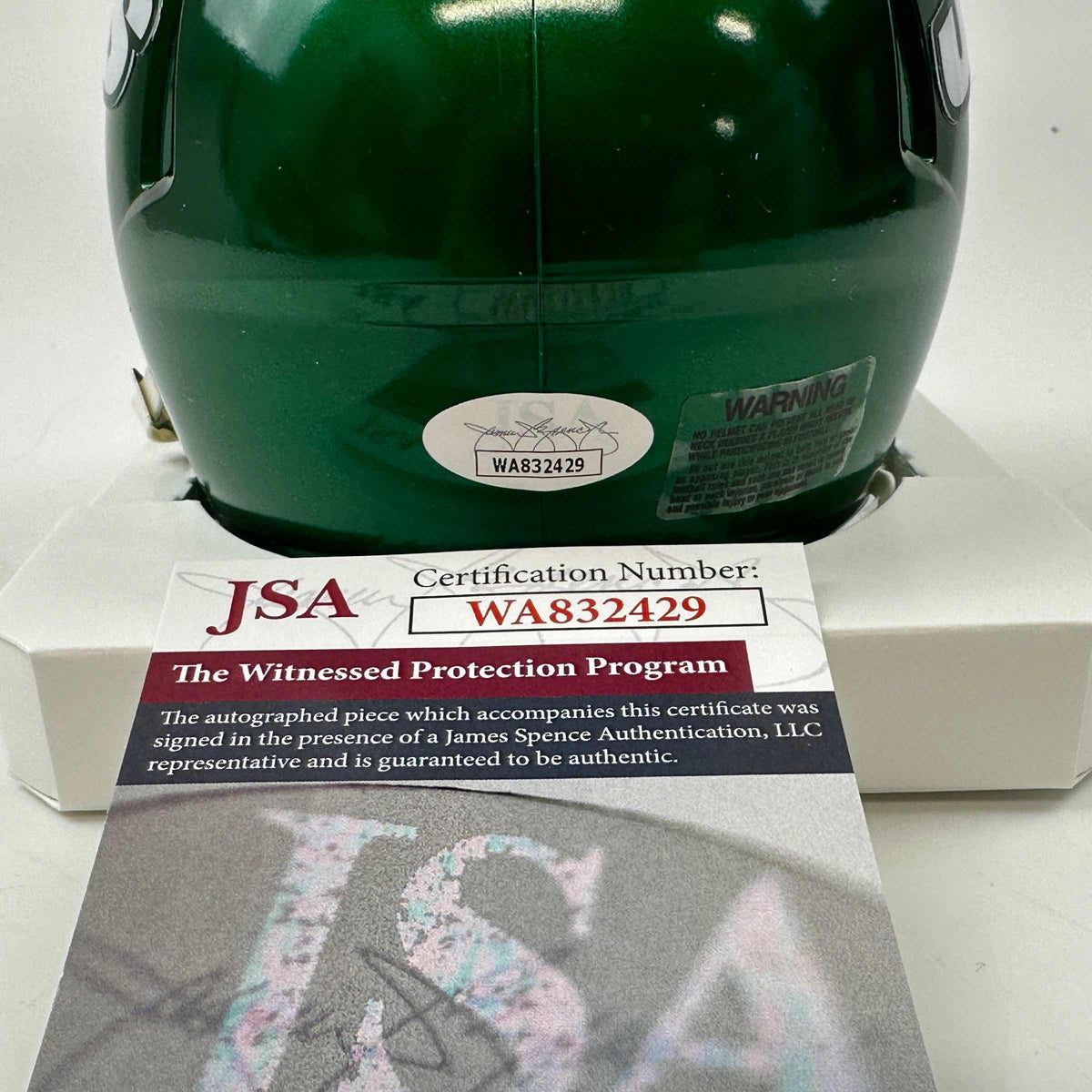 Autographed/Signed Nick Mangold New York Jets Football Mini Football Helmet JSA COA